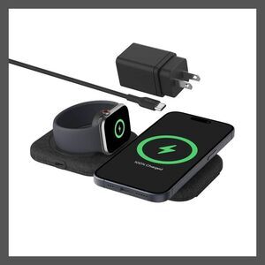 Belkin -  Qi2 2-in-1 Travel Pad Fast Charging MagSafe Black